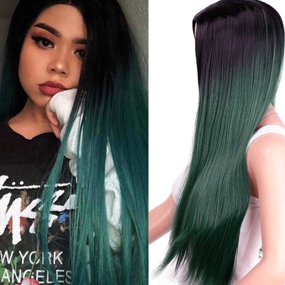 Meloni 2 tone green vixen cosplay ombré  wig +NWT*